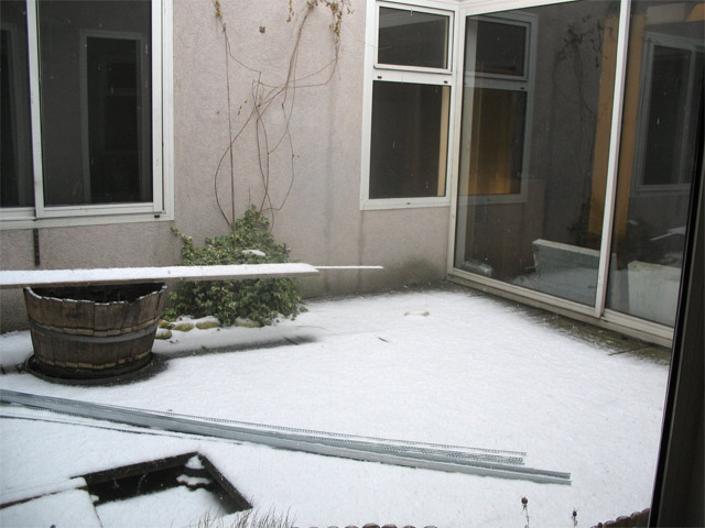 le patio sous la neige